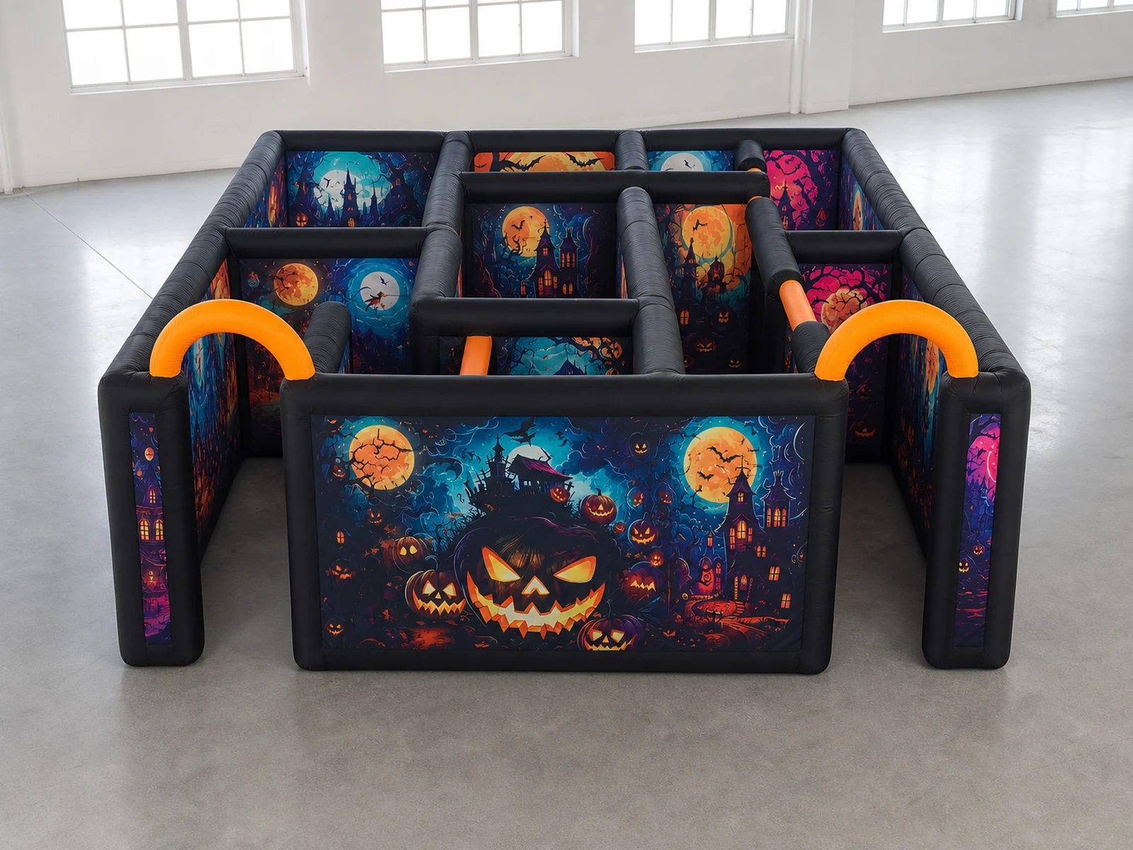 Commercial Inflatable Maze - Dual Orange Arch Pumpkin - product view 1