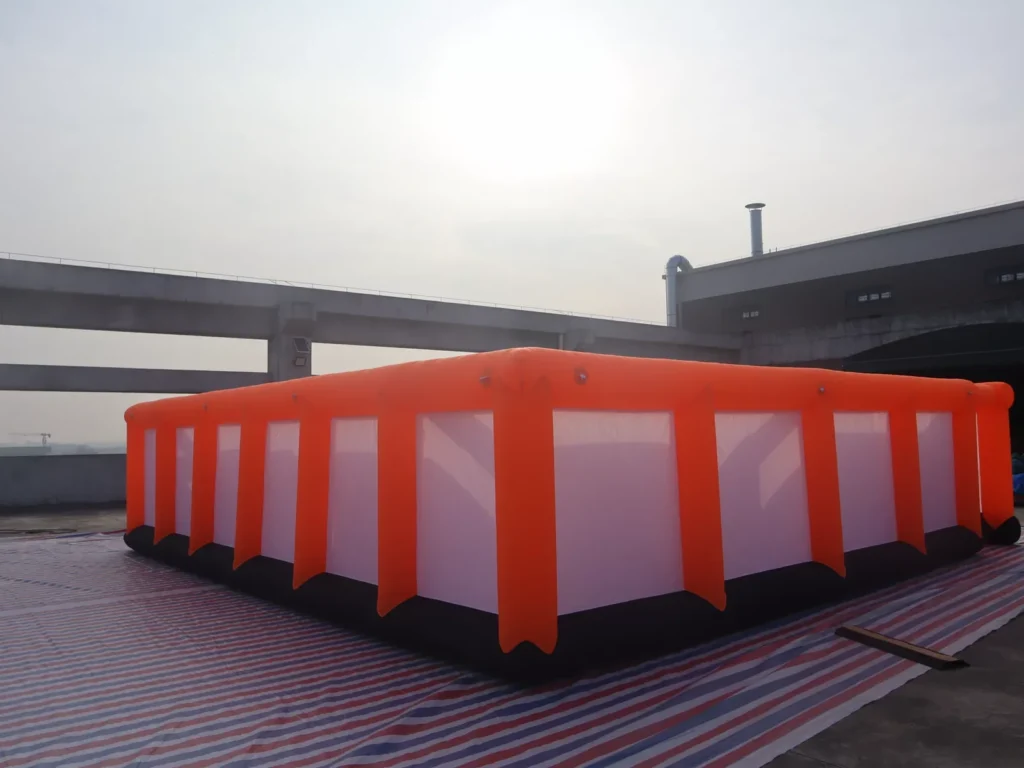 Commercial Inflatable Maze - Orange White Mesh Open Top Route
