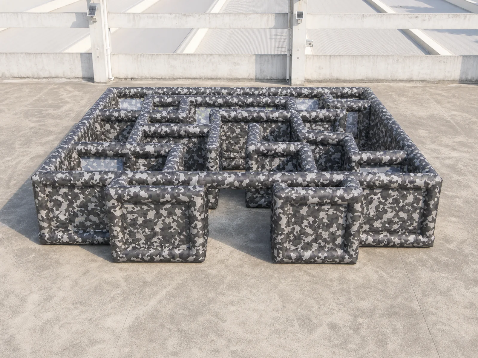 Commercial Inflatable Maze - Gray Camouflage Open Top Route - product view 1