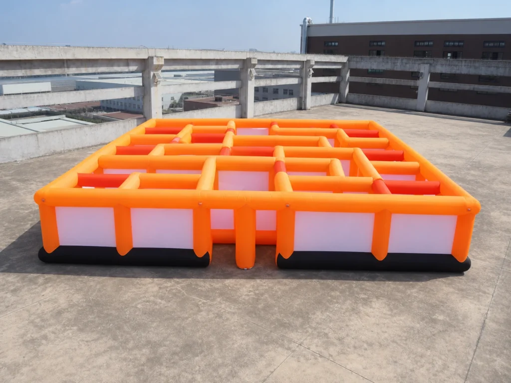 Commercial Inflatable Maze - Orange Pink Low Wall Open Top