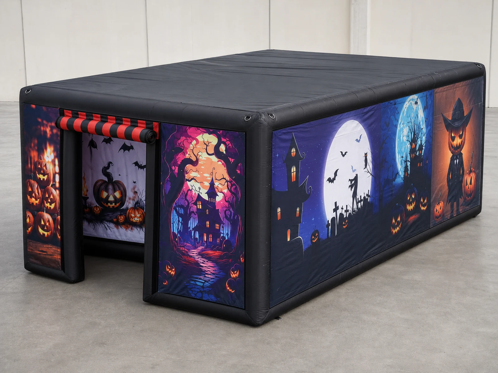 Commercial Inflatable Maze - Black Illustrated Halloween Covered - product view 1