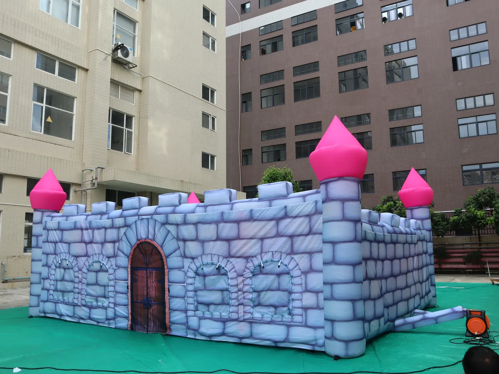 Commercial Inflatable Maze - Gray Pink Castle Open Top - product view 1
