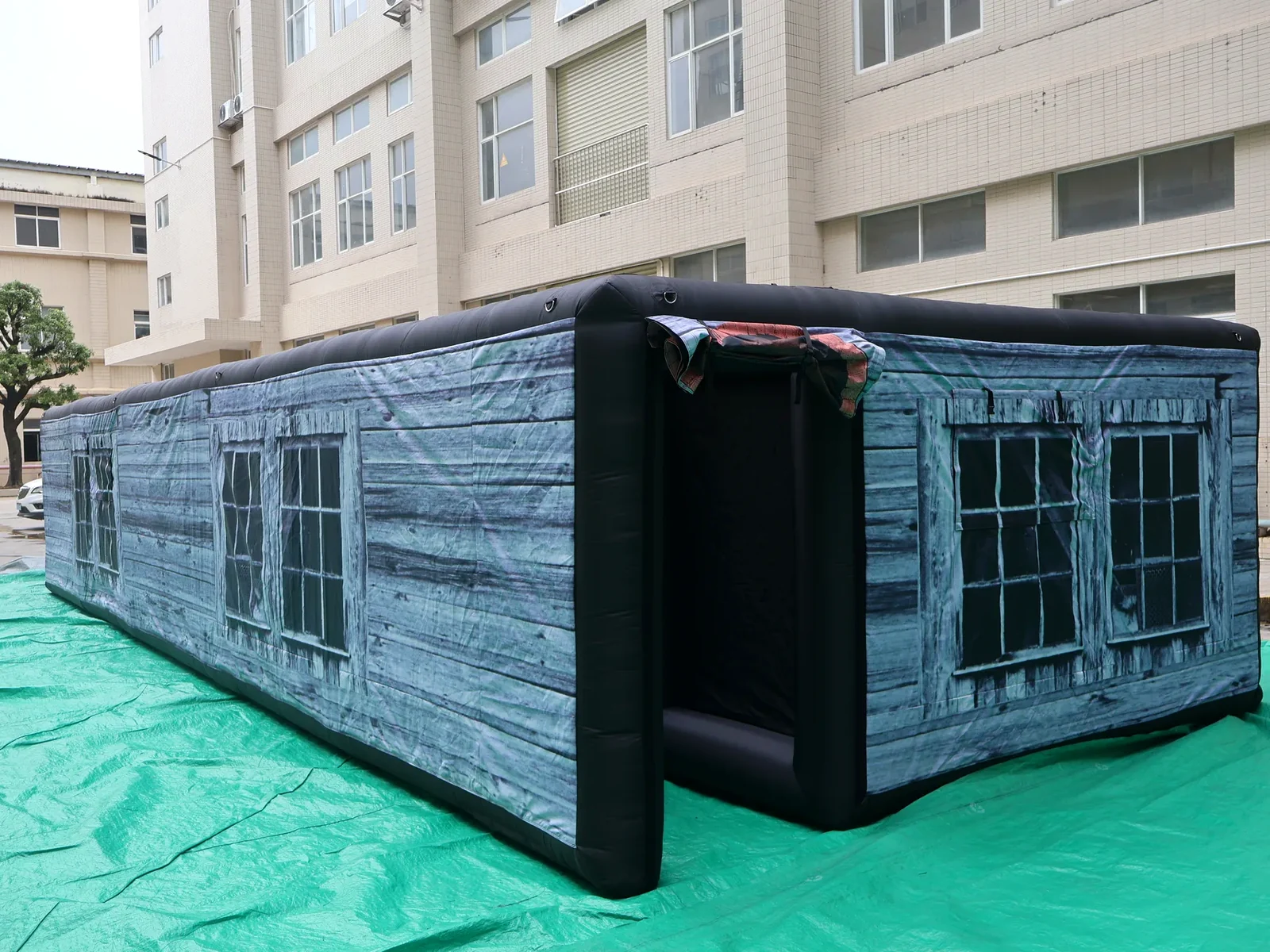 Commercial Inflatable Maze - Gray Wood Removable Flat Roof - product view 1