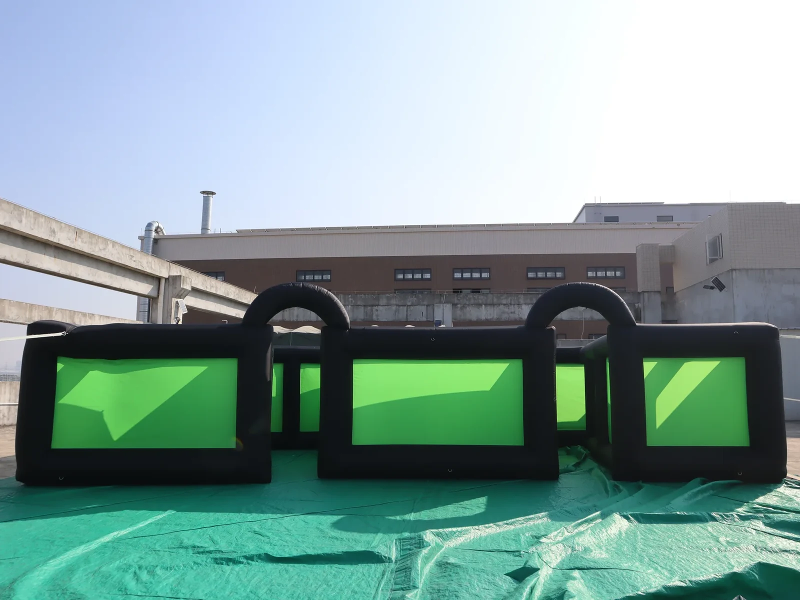 Commercial Inflatable Maze - Black Lime Green Dual Arch Open Top - product view 1