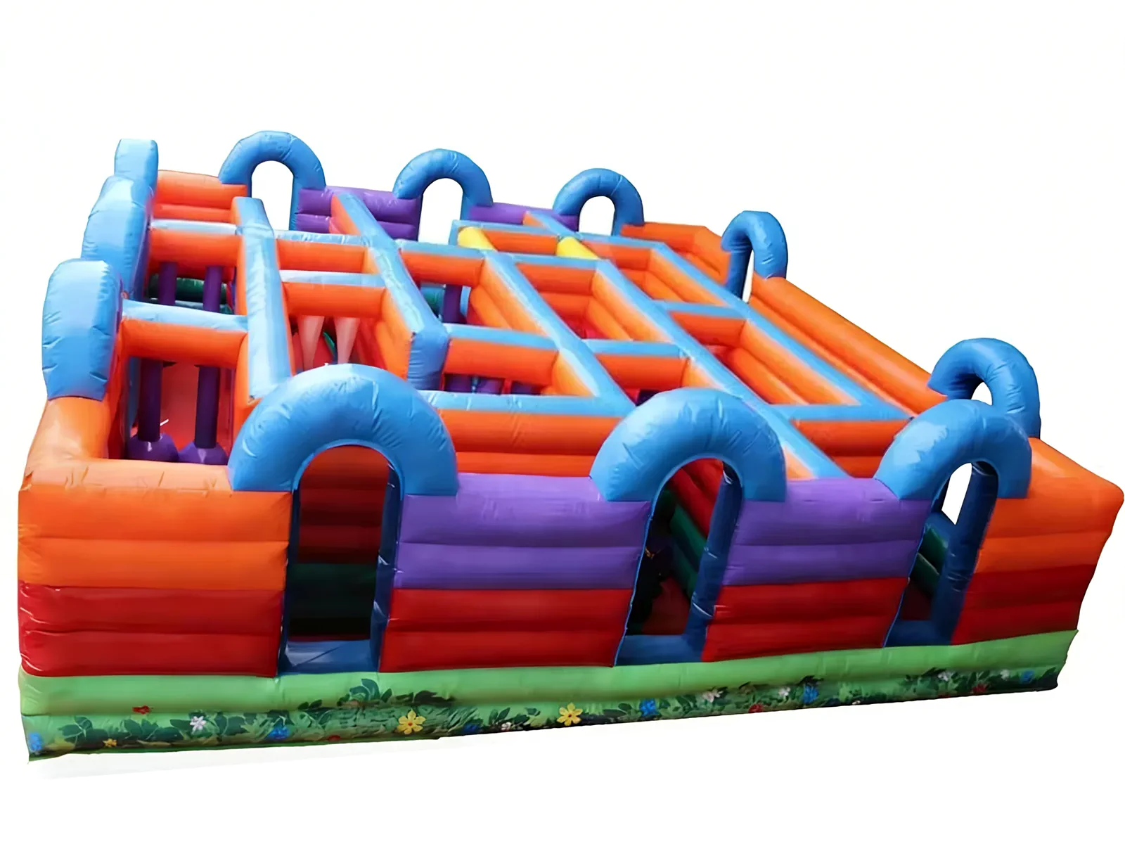 Commercial Inflatable Maze - Orange Blue Obstacle Open Top - product view 1